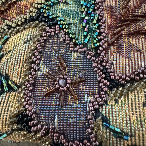 Jessica Mcclintock Vintage 90s Beaded Tapestry Evening Handle Clutch Purse - Picture 7 of 15